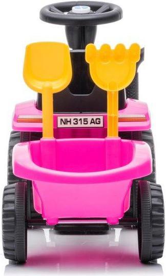 Actual product image Lean Toys Push-pull children's tractor with trailer and accessories, pink