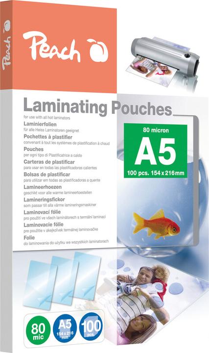 Immagine prodotto Peach Lamina di laminazione A5, 80 µm, 100 pezzi, lucido (A5, 100 Pezzo/i, 80 µm)