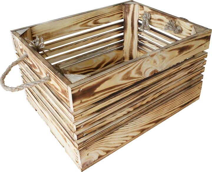Produktbild Holz Zollhaus Holzharasse mit Kordel Geflammt, 30 x 38 cm (21 x 38 x 21 cm, 25.08 l)