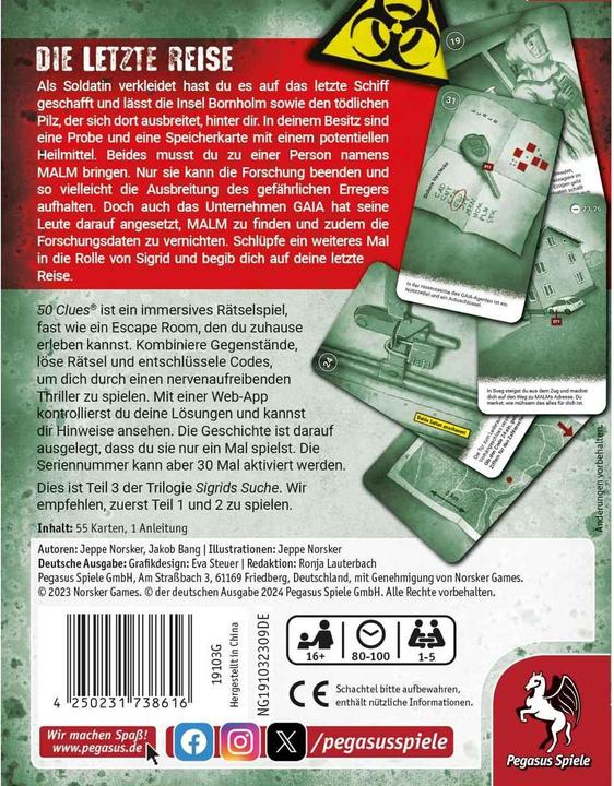 Produktbild Pegasus 50 Clues - Die letzte Reise (Sigrids Suche, Teil 3 von 3) (Deutsch)