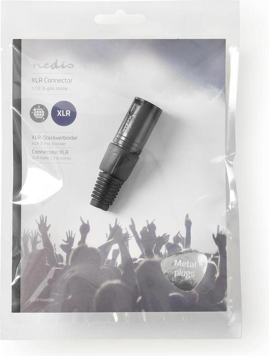 Immagine prodotto Nedis Connettore XLR | diritto | spina | nichelato | a saldare | diametro ingresso cavo: 5,0 mm | Me (XLR)