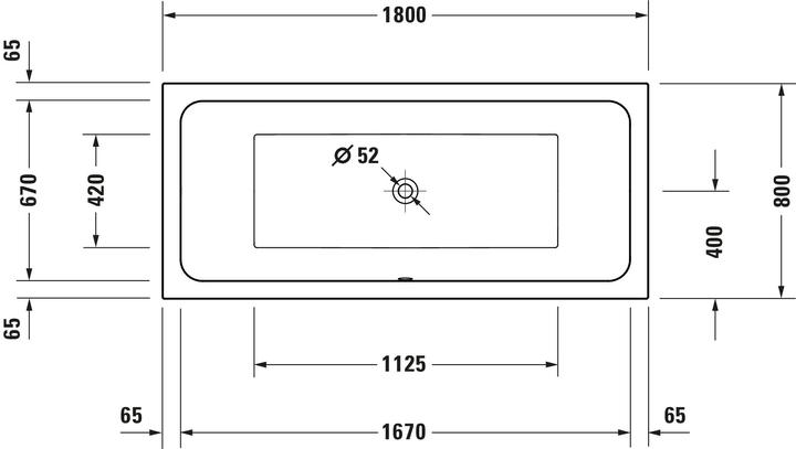 Produktbild Duravit D-Code Badewanne, 1800x800mm, Rechteckig, Einbauversion, 285 Liter, 2 Rückenschrägen, wei (285 l, 80 cm, 180 cm)