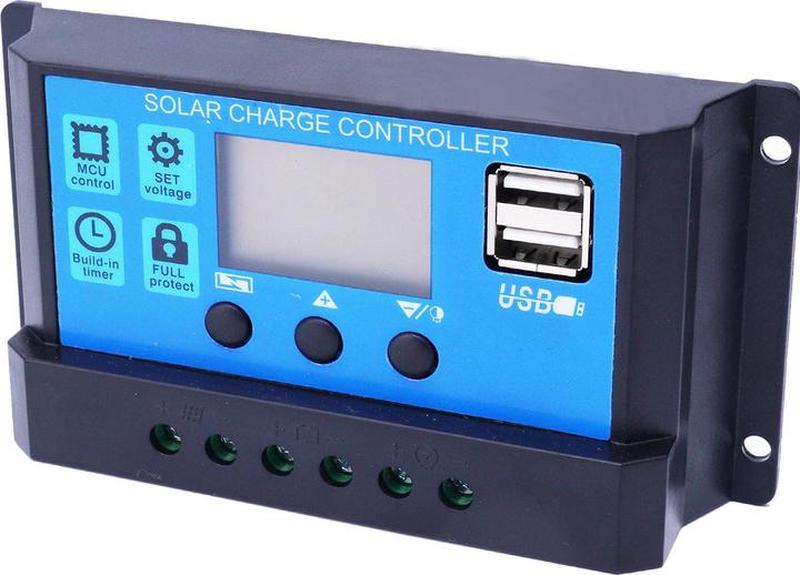 Casativo Solar-Laderegler für 12/24-V-Akkus inkl. 2 USB Ports und LCD Display