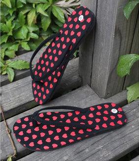 Produktbild Hermex Women Sexy Flip Flop Sandalen Sandaletten Flipflop Schwarz Rot Herz/ Grösse 38 (38)