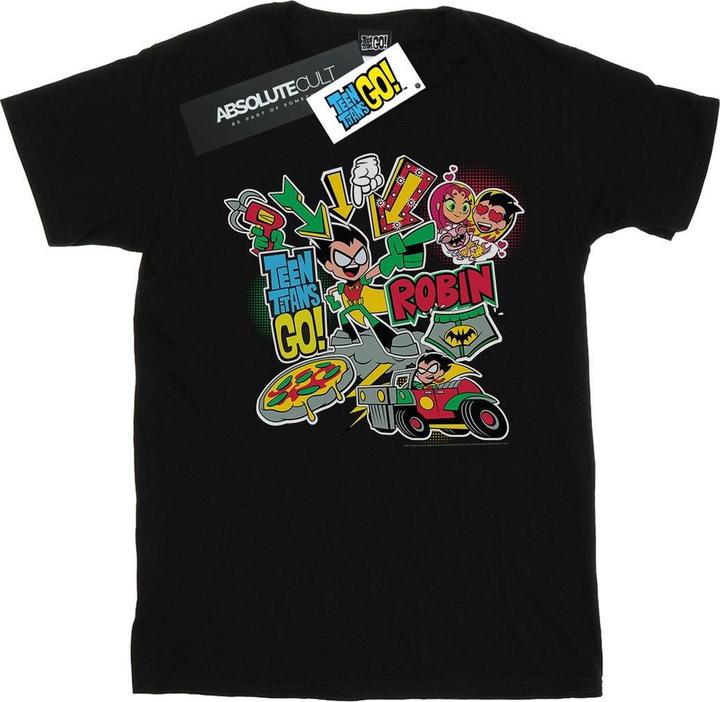 Actual product image Girls Teen Titans Go Robin Montage Cotton T-Shirt (116)