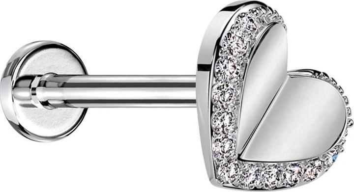 Produktbild Star Piercing Micro Threadless Labret silber Herz silber Kristalle silber (Messing, Chirurgenstahl 316L)