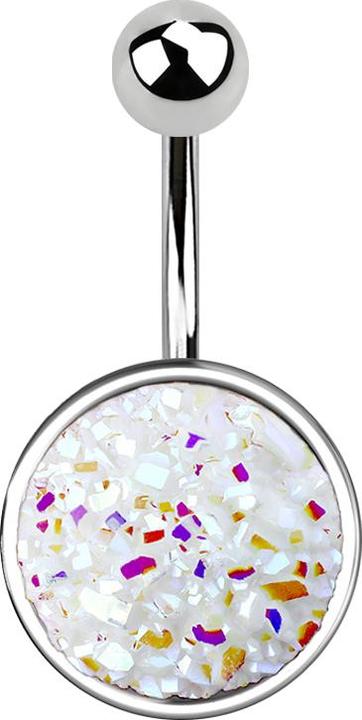 Produktbild Star Piercing Banane silber mit Druse Stein weiss (Chirurgenstahl 316L, Messing)