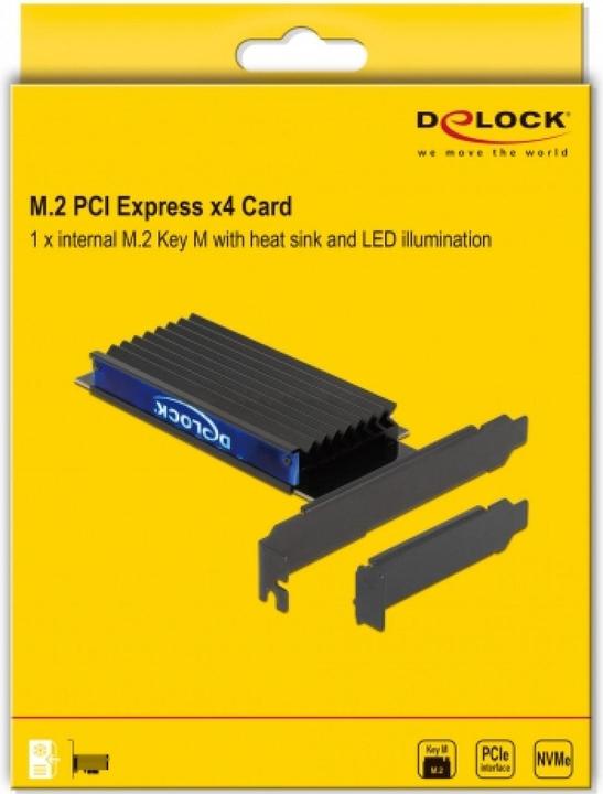 Produktbild Delock Host Bus Adapter PCIe x4 - M.2, NVMe, Key M, RGB-LED