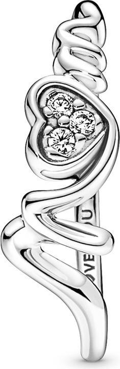 Actual product image Pandora Mum Pavé Heart Ring (52, 925 Silver)