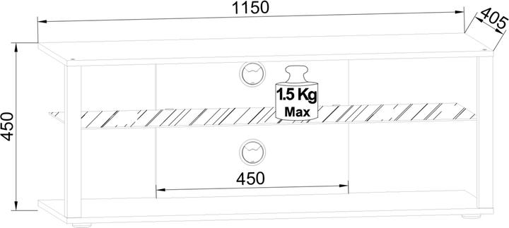 Produktbild VCM Holz TV Lowboard Rollen Fernsehschrank mobil Rack Konsole Möbel Fernsehtisch Fernseh Phono Glas (115 x 40 x 45 cm)