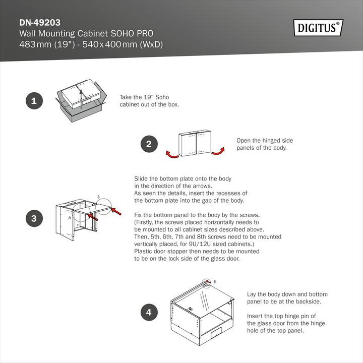 Image du produit Digitus Coffret mural 19" 7U, SOHO PRO 370 x 540 x 400 mm, noir (7 HE, Rack 19 pouces)