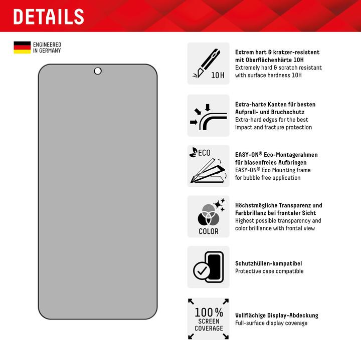 Actual product image Displex Real Glass, Privacy Full Cover Panzerglas (1 Piece, Samsung Galaxy S25+, Samsung Galaxy S24+)
