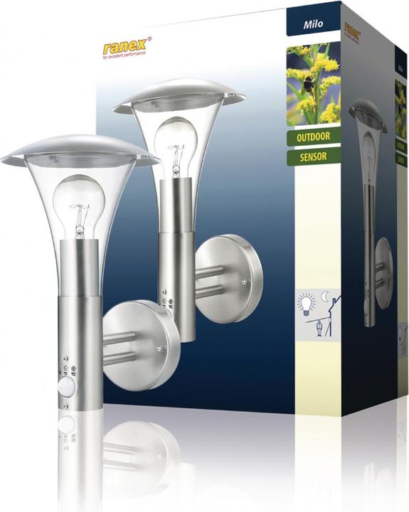 Actual product image Ranex 5000.318 Stainless steel outdoor wall lamp Milo with (E27, IP44)
