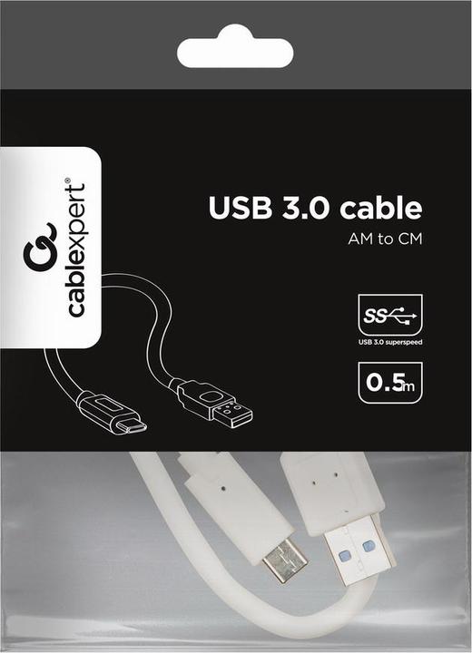 Produktbild Gembird CCP-USB3-AMCM-W-0.5M USB Kabel 0,5 m USB A USB C Weiss (0.50 m, USB 3.0)