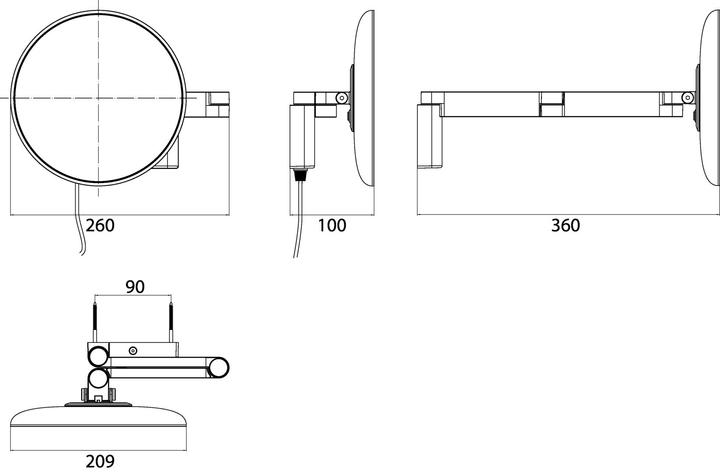 Actual product image Emco LED shaving/cosmetic mirror EVO round, wall model, 2-arm 5-fold chrome