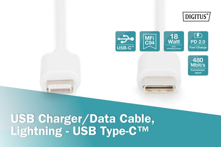 Produktbild Digitus USB Typ C – Lightning (2 m, USB 2.0)