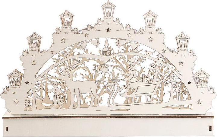 Actual product image Britesta Wooden candle arch with LED lighting and reindeer motif
