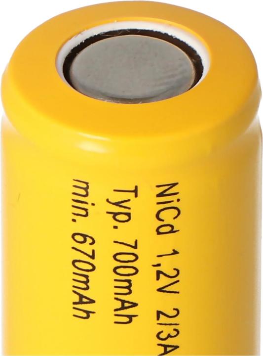 Produktbild Panasonic Akku KR-600AE 2/3 A Cadnica, Flat Top ohne Lötfahne (1 Stk., 700 mAh, Ladegerät ohne Akku)