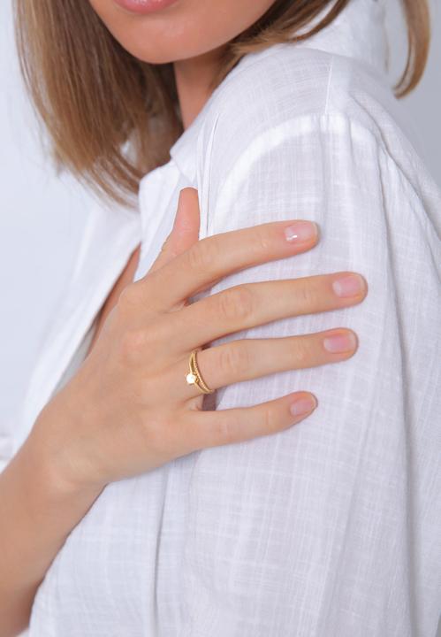 Image du produit Elli PREMIUM Bague Set Perle Twisted 925 Argent (56, Argent 925)