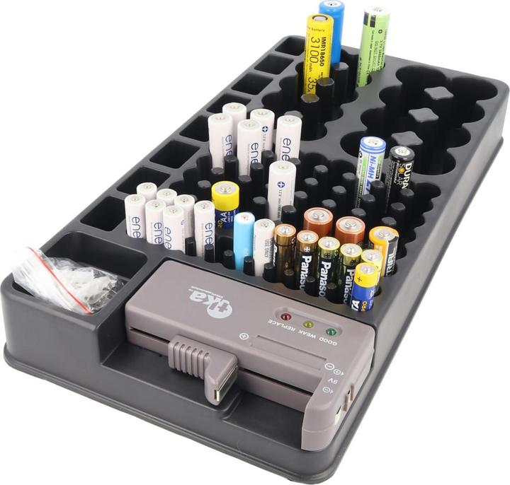 Immagine prodotto AccuCell Organizzatore di batterie 2in1, contenitore universale per batterie 1-110 o batterie