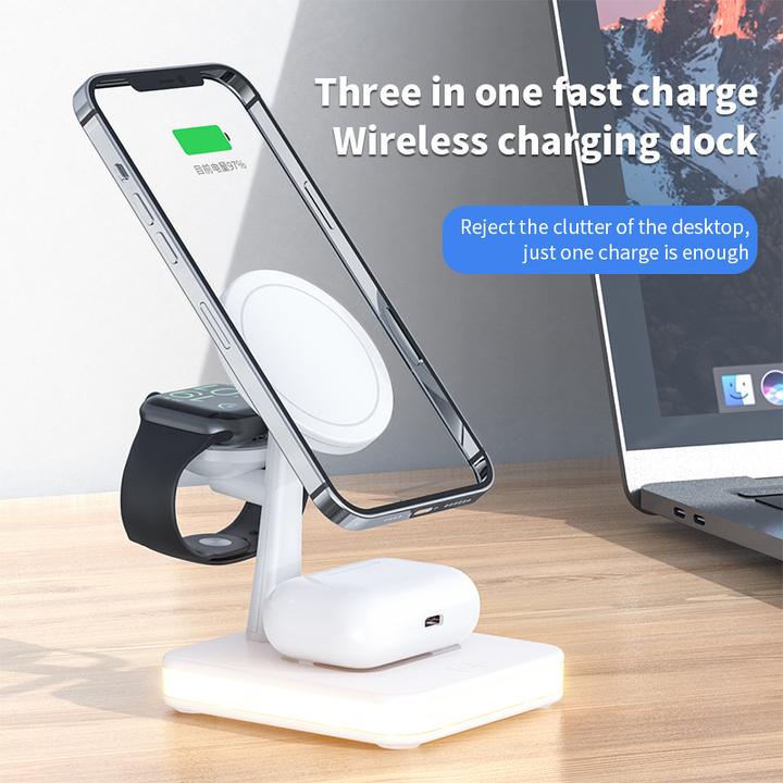 Immagine prodotto PhoneLook Stazione di ricarica wireless Fast Charge 4 in 1 con MagSafe + luce LED (25 W)