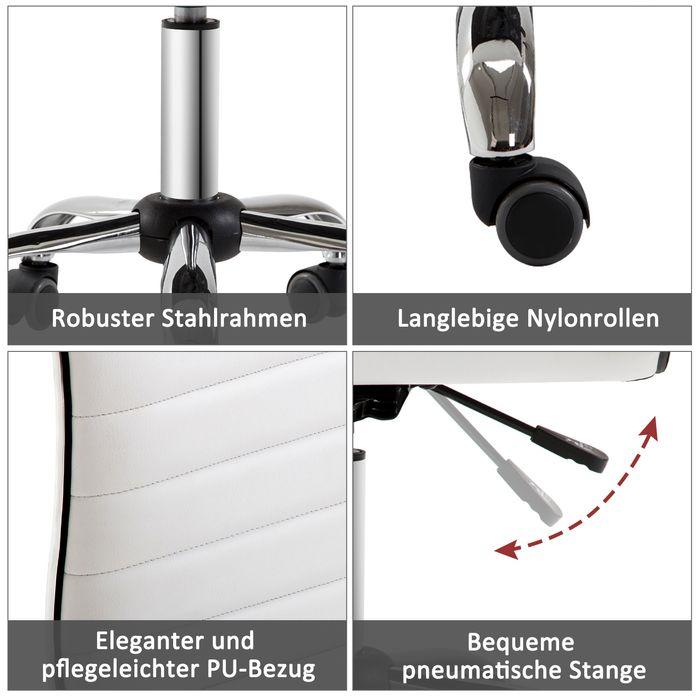 Produktbild Swisshandel24 Bürostuhl mit Rückenlehne Stahl PU, Weiss