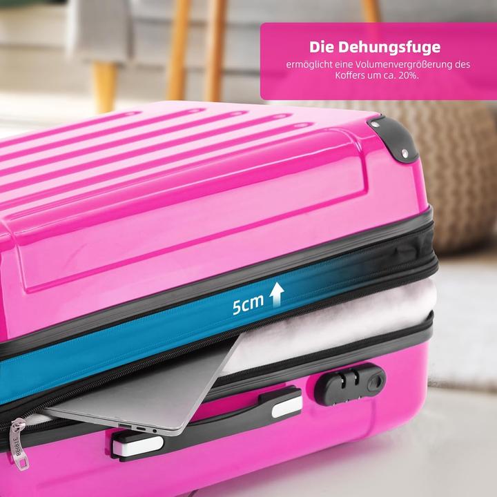 Produktbild Beibye Zwillingsrollen 2048 Hartschale Trolley, Pink, M (45 l, Handgepäck (bis 50l))
