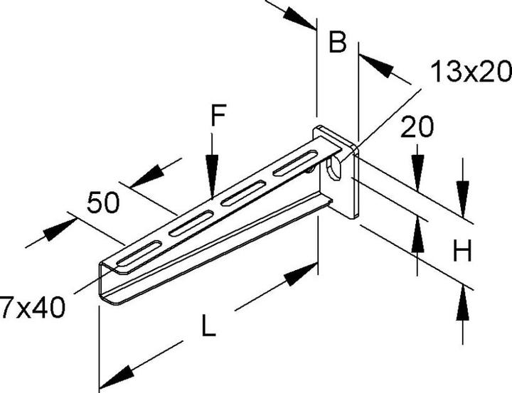 Actual product image Niedax Wall bracket standard KTA200E3 55x210mm stainless steel