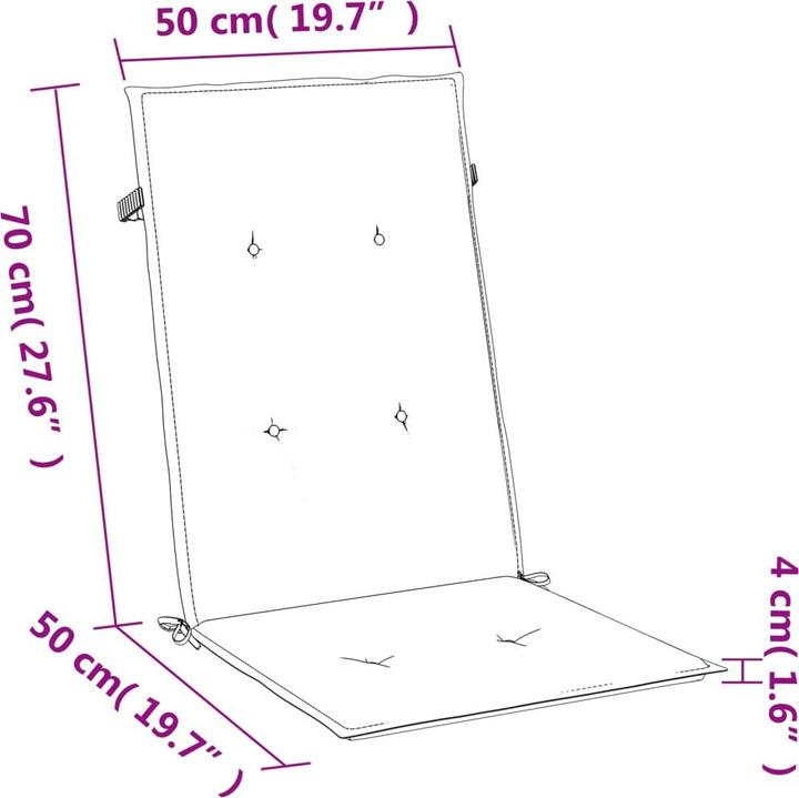 Image du produit VidaXL Coussins de sièges à haut dossier 6 pcs. tissu (120 x 50 x 4 cm)