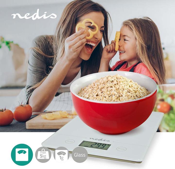 Image du produit Nedis Balances de cuisine | Numérique | Verre / Plastique | Pile CR 2032 | Blanc