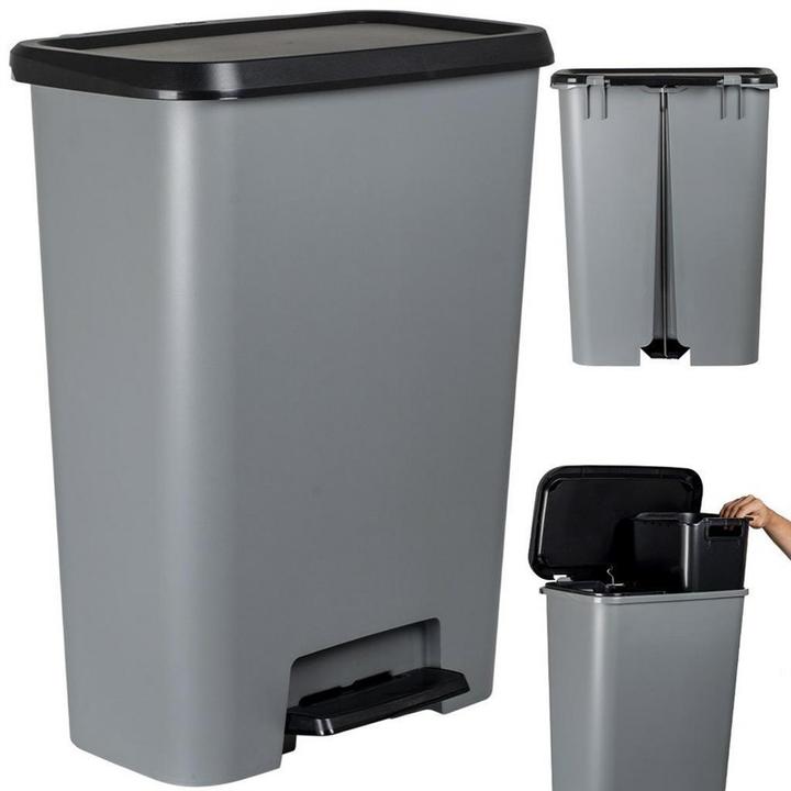 Produktbild Curver Compatta Duo Papierkorb 23L+23L - Grau/Schwarz (23 l)