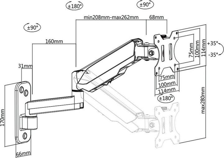 Produktbild Value LCD-Wandhalter Gasfeder (Wand, 32")