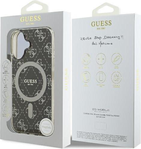 Actual product image Guess GUHMP16SH4DTEW iPhone 16 6.1" brązowy/brown hardcase IML 4G Background MagSafe (Apple iPhone 16)