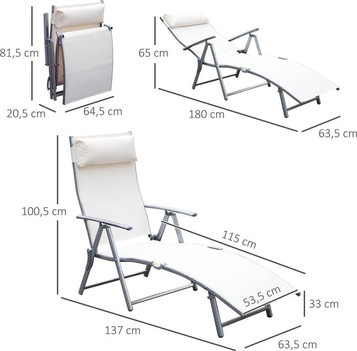 Image du produit Outsunny Chaise longue de jardin avec coussin (180 cm)