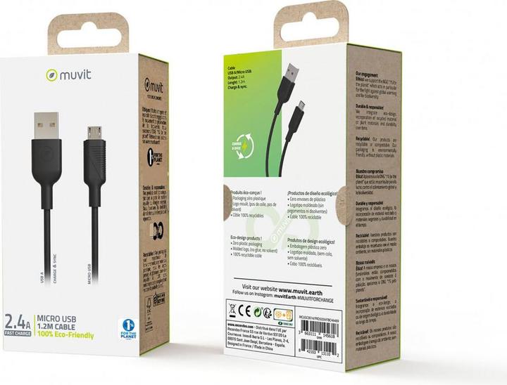 Produktbild Muvit For Change Cable USB A/ Micro USB 1.2m Noir (1.20 m, USB 2.0)
