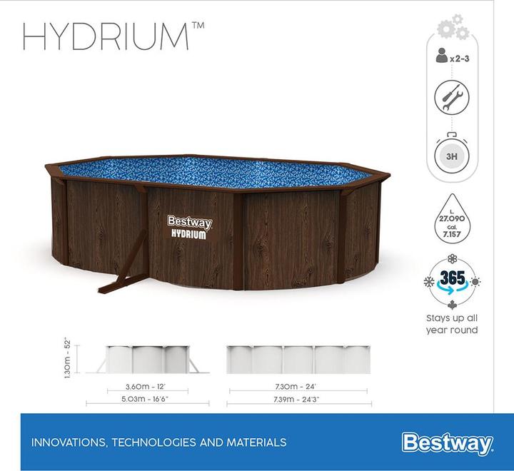 Immagine prodotto Bestway Set piscina ovale Hydrium 730x360x130cm (730 x 360 x 130 cm)
