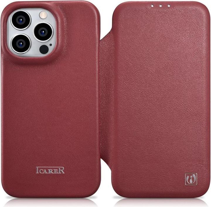 Produktbild iCarer CE Premium Leder Folio Case für iPhone 14 Pro Magnetic Flip Leder Folio Case MagSafe Rot (WMI (Apple iPhone 14 Pro)