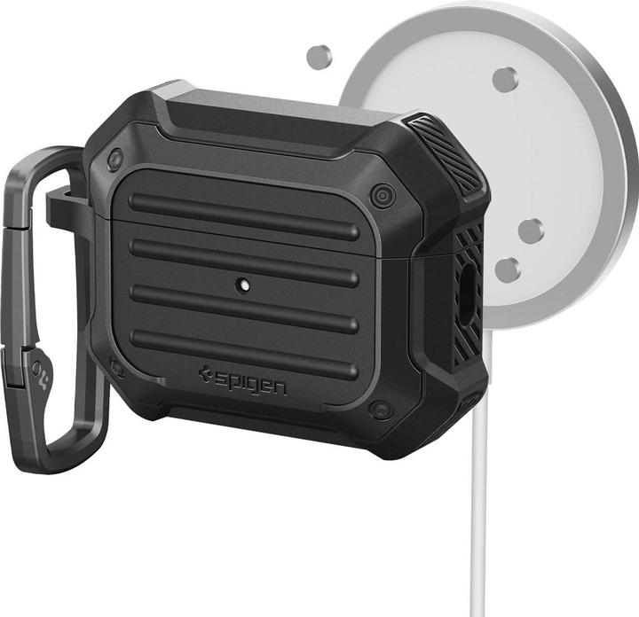 Actual product image Spigen TOUGH ARMOR MAG MAGSAFE Apple AIRPODS PRO 1 / 2 BLACK (Headphone bag)