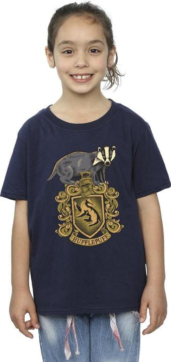 Actual product image Girls Hufflepuff Sketch Crest Cotton T-Shirt (116)