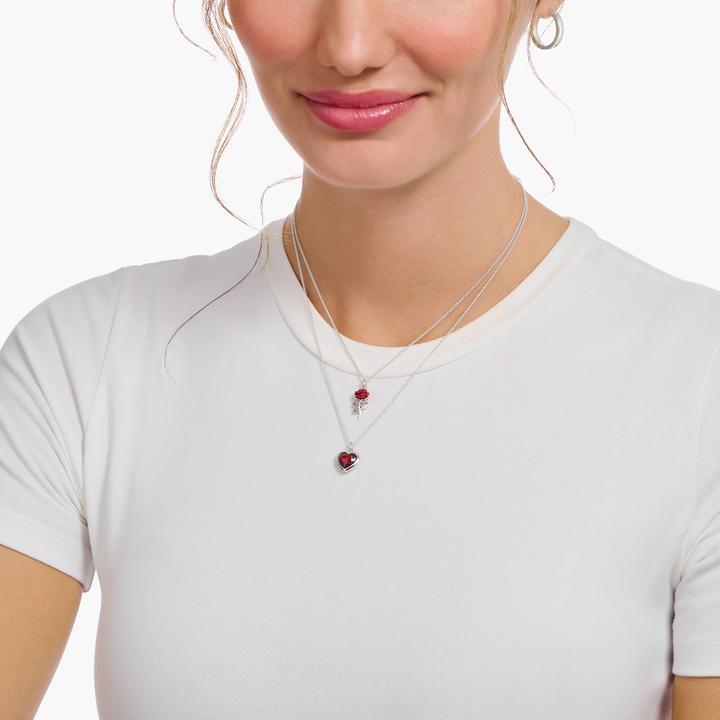 Produktbild Thomas Sabo Kette mit rotem Rosen-Anhänger Silber (925er Silber, Emaille, 38 cm)