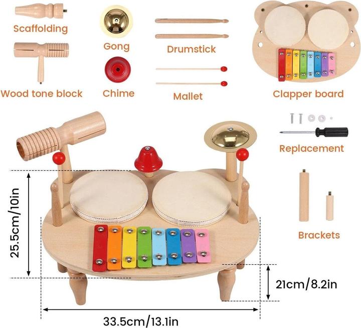 Actual product image Activity Board Wooden music toy for children, multifunctional music drum table, early education