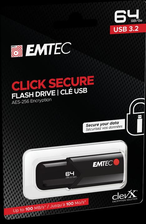 Produktbild Emtec B120 Click Secure (64 GB, USB 3.2, USB-A)