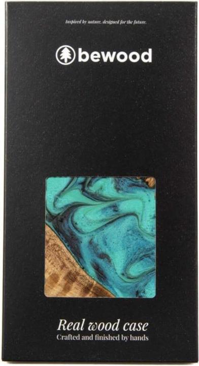 Image du produit Bewood Étui unique en bois et résine turquoise pour iPhone 14 - Noir turquoise (Apple iPhone 14)