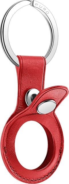 Actual product image Deltaco Puro SKY Apple Airtag key ring with leather case - Red