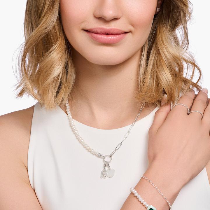 Image du produit Thomas Sabo Charm collier avec perles blanches et maillons en argent (Émail, Argent 925, 40 - 45 cm)