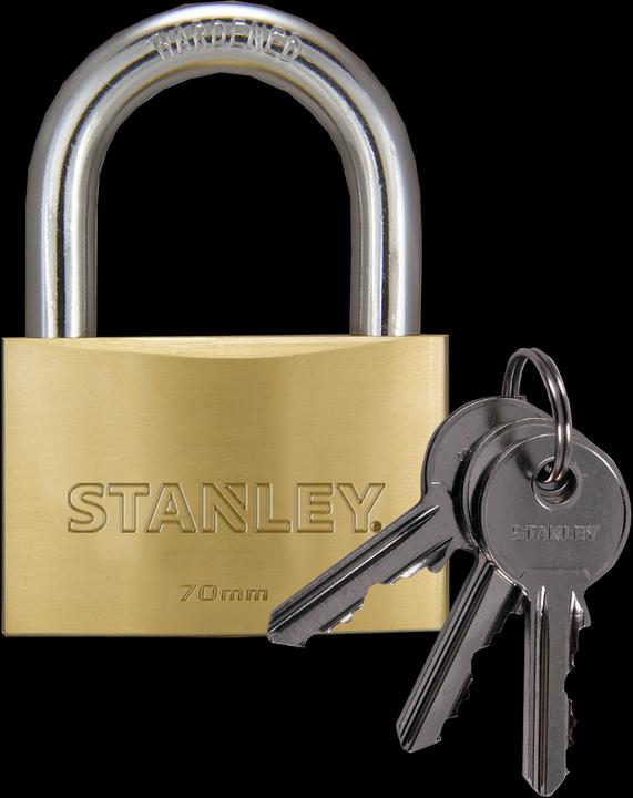Actual product image Stanley Brass padlock 70mm Std shackle