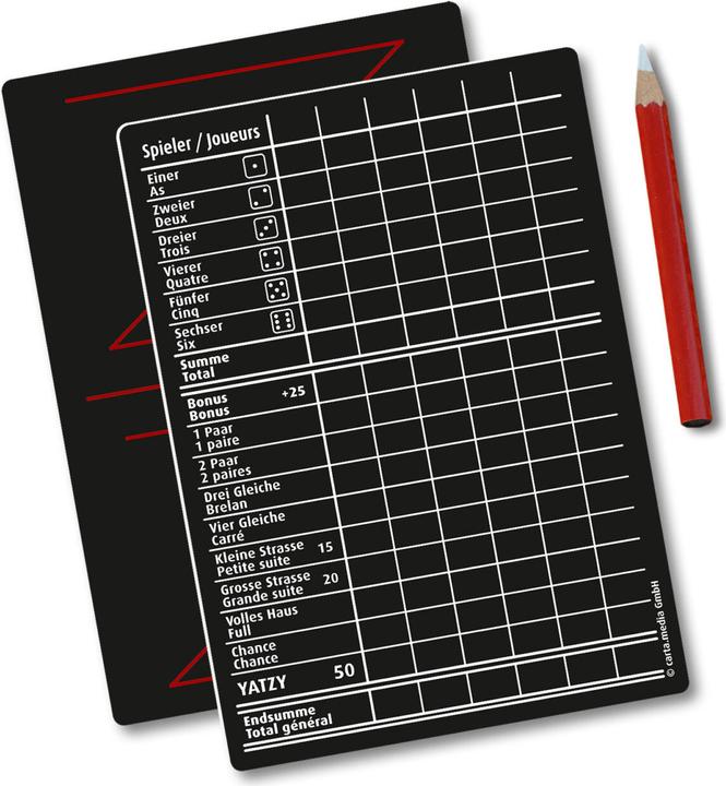 Yatzy und Jasstafel mit Kreidestift