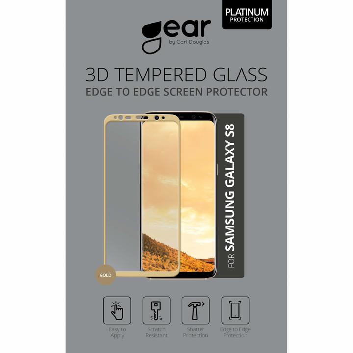 Actual product image Carl GEAR Haerdet Glass 3D Full Cover Guld (1 Piece, Samsung Galaxy S8)