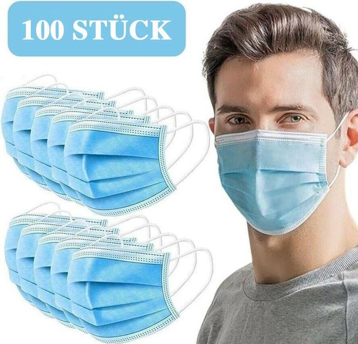 Hermex 100 Stück Gesichtsmasken Nasenmasken Hygienemasken Atemmasken (100 x)