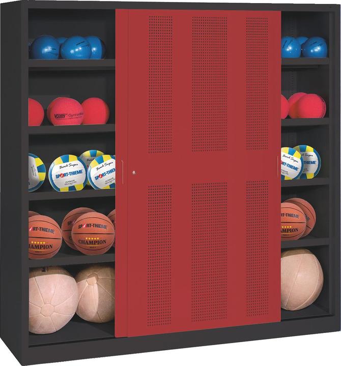 Produktbild C+P Ballschrank (HxBxT: 195x160x50 cm, mit Lochblech-Schiebetüren, Typ 4)